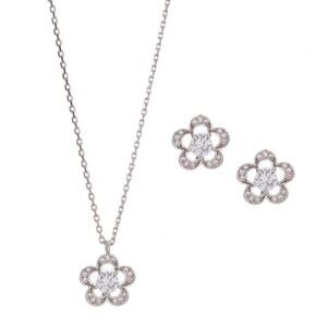 🆕 KATE SPADE • Silver Stencil Scalloped Crystal Earrings Necklace Matching Set